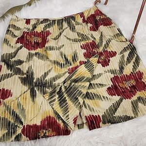 100% Silk Floral Faux Wrap Skirt